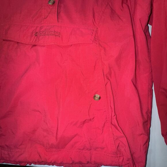 Vintage Columbia Nylon Pullover Hooded Jacket Men's Size Large Red Big Pocket - Picture 4 of 12